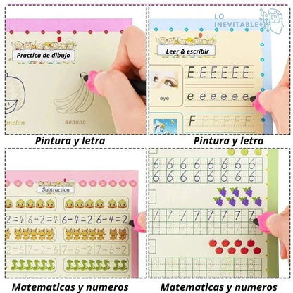 Magic escritura para niños - Reutilizable 4 cuadernillos